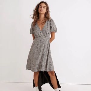Madewell Mini Challis Wrap Dress Puffy Sleeves